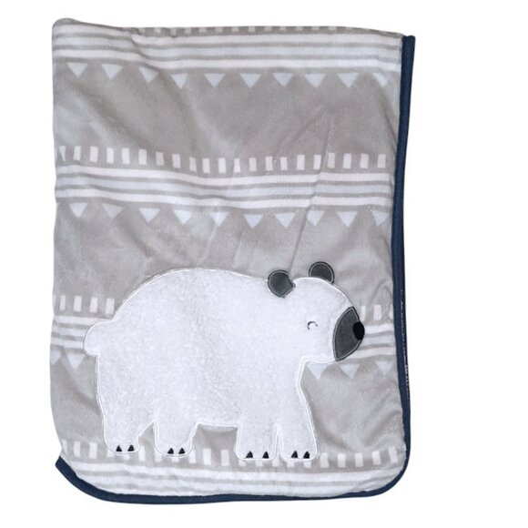 Lambs & Ivy Polar Bear White Sherpa Baby Blanket 29" X 38" - Picture 1 of 4